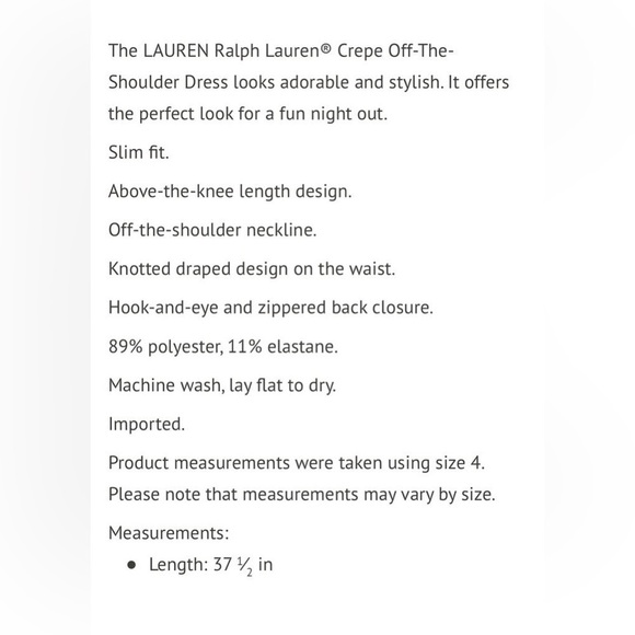 NWT Ralph Lauren Crepe Off The Shoulder Dress in Marscapone Cream - Picture 12 of 14